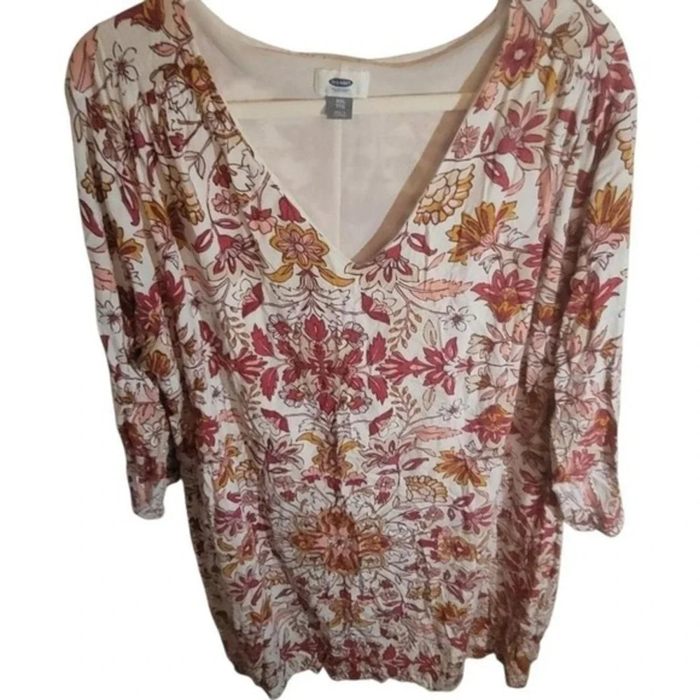 Old Navy Floral Midi Dress - Red‎ and Orange